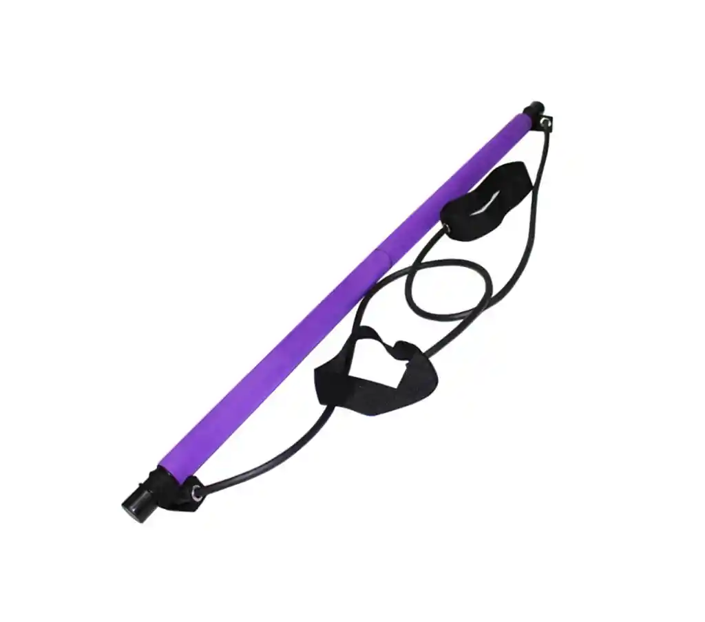 Kit Barra Pilates Portátil Con Bandas Elásticas Fitness Yoga - Morado