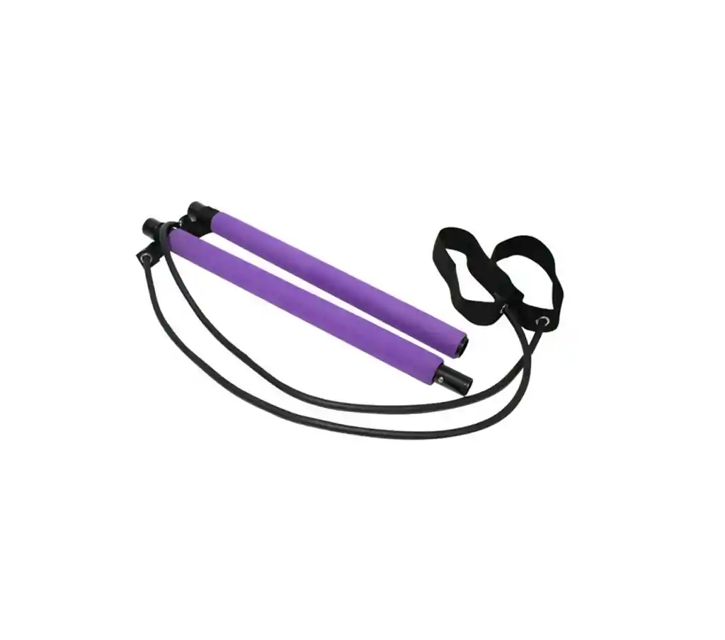 Kit Barra Pilates Portátil Con Bandas Elásticas Fitness Yoga - Morado