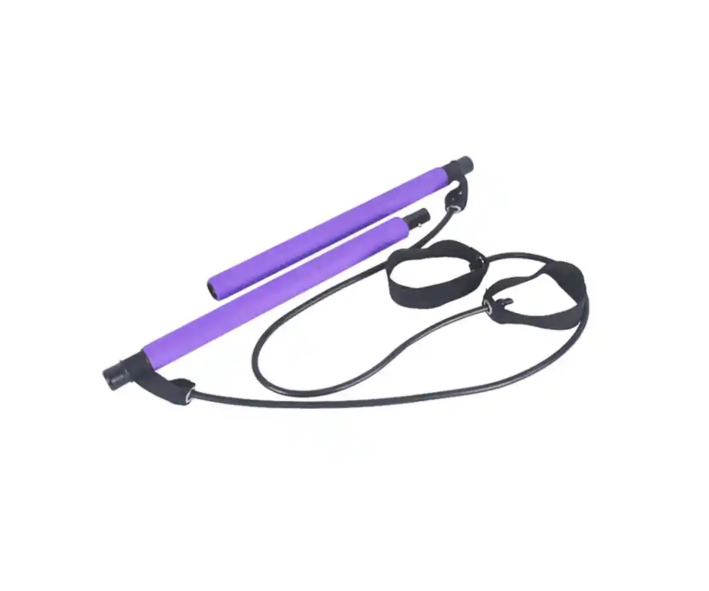 Kit Barra Pilates Portátil Con Bandas Elásticas Fitness Yoga - Morado