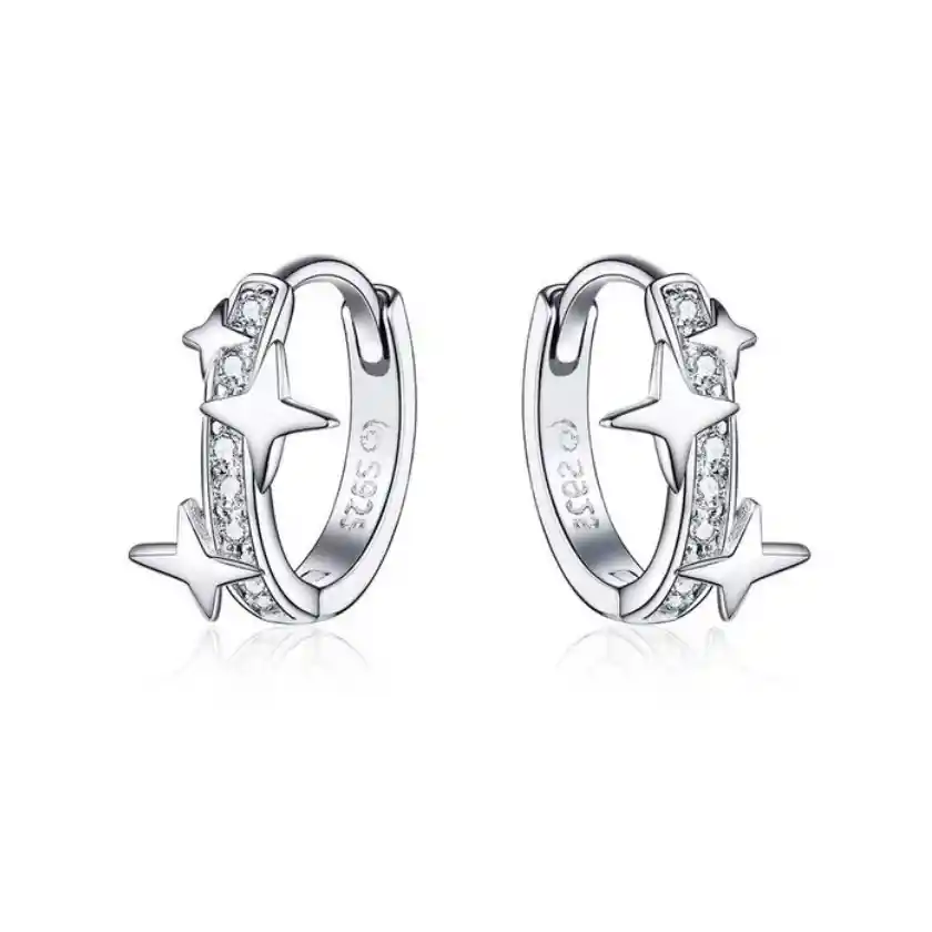 Estrella Aretes Aros Candongas S Circones Mujer En Plata 925