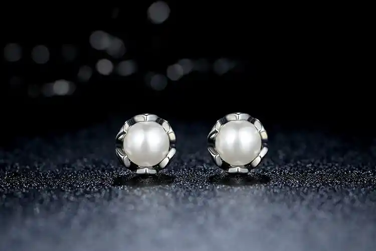 Aretes Elegantes Para Mujer Perlas Agua Dulce En Plata 925