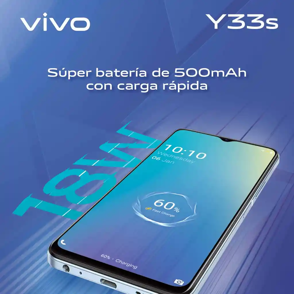 Vivo Celular- Y33S 8Gb+128Gb (Ram Ampliable 4Gb) Azul Aguamarina