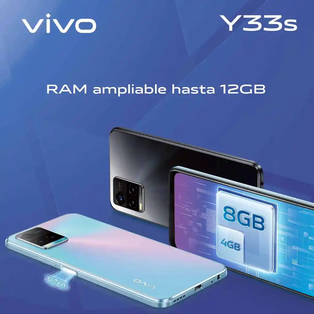 Vivo Celular- Y33S 8Gb+128Gb (Ram Ampliable 4Gb) Azul Aguamarina