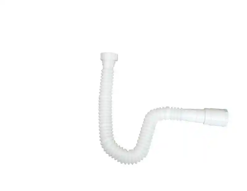 Sifon Flexible Plastico Blanco para Lavamanos y Lavaplatos