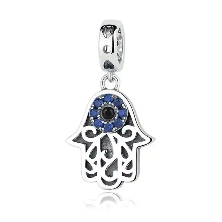 Charm Dije Mano Hamsa En Plata 925 Para Pulsera O Cadena