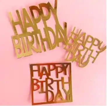 PAQUETE LETREROS DE HAPPY BIRTHDAY DORADOS-PAQ X 6 unidades