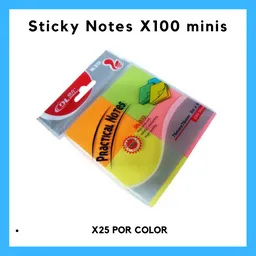 Paquete De Mini Post It Cuadrado X100 Hojas 4 Colores