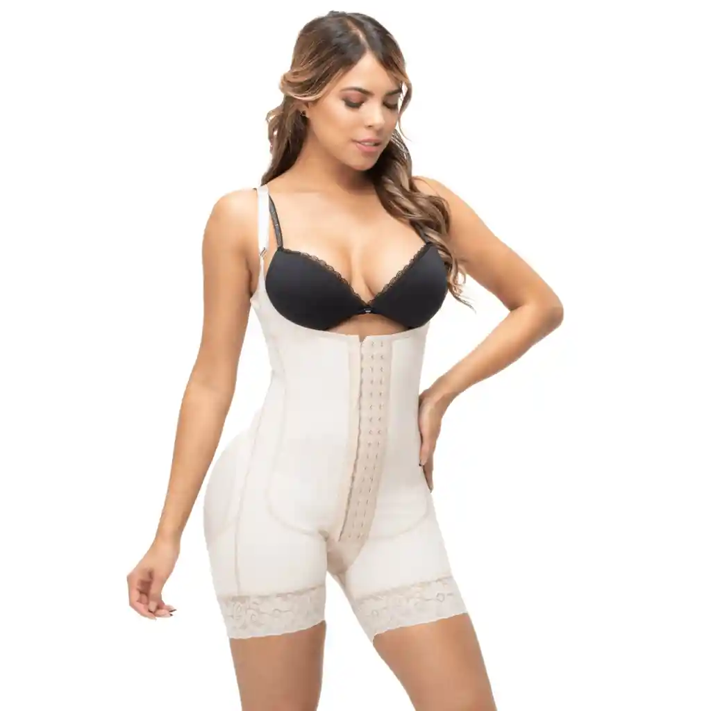 Faja De Control Abdomen, Modelador De Figura, Con Broches, Levanta Cola-TALLA  L COLOR  Beige