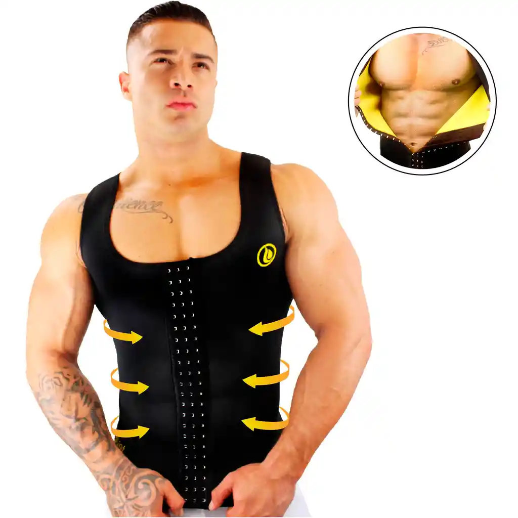 Chaleco reductor Térmico 3 broches hombre – reduce abdomen-TALLA  XS