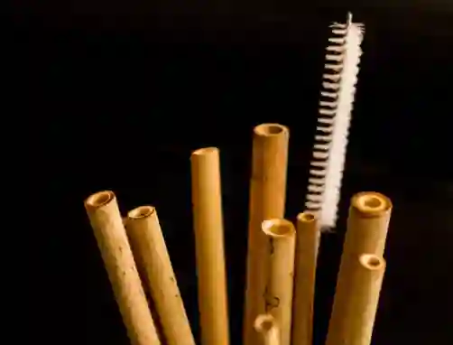 Kit Pitillos De Bambú Reutilizables (2 Unidades +1 Cepillo +1 Bolsa En Yute)