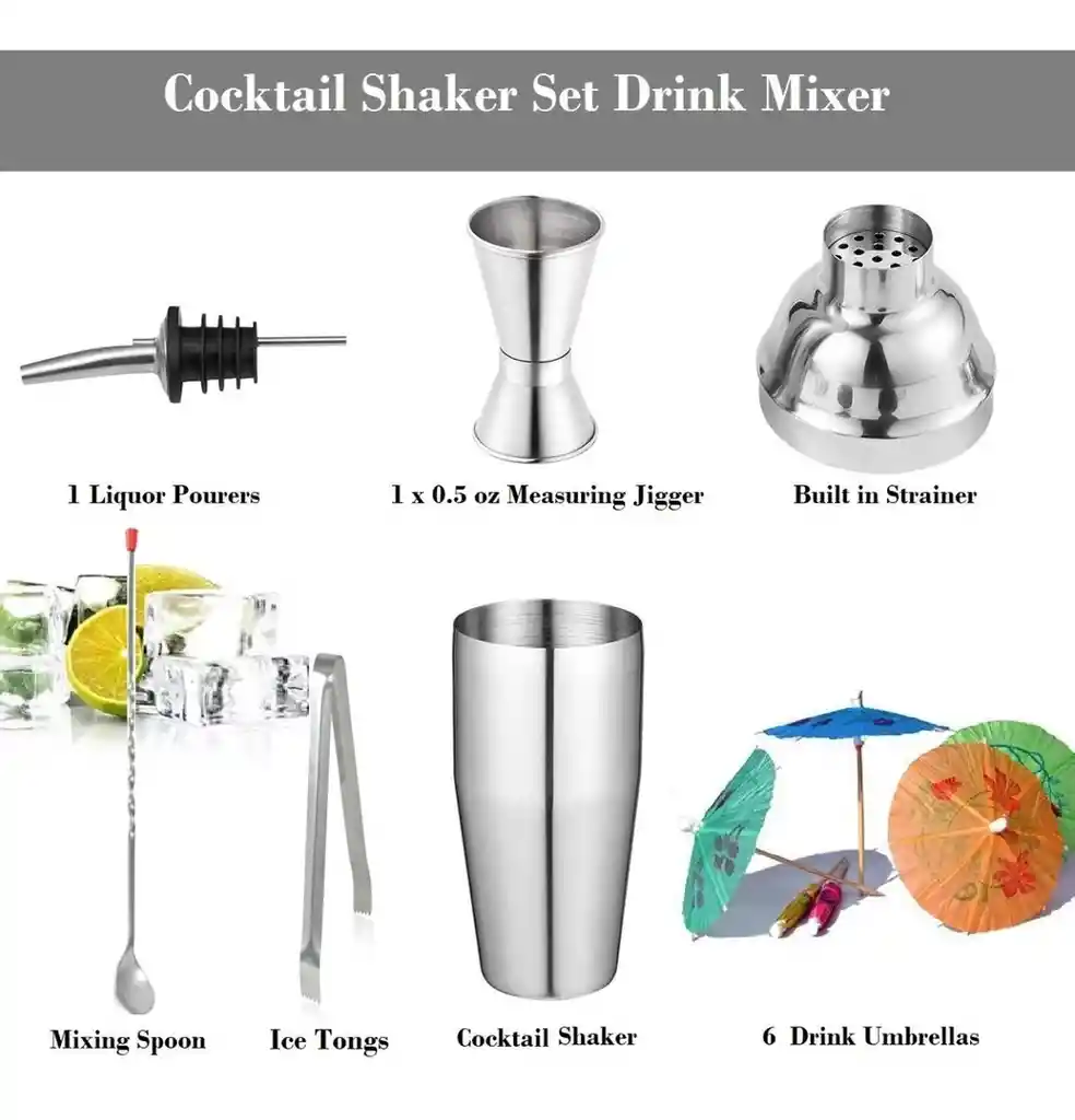 Kit Bartender Barman Pro Set Coctelera Cocktail Shaker Bar