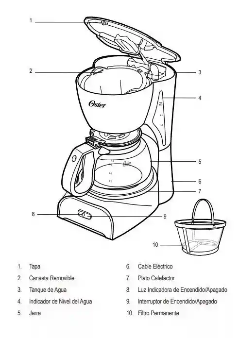 Oster Cafetera4 Tazas Bvstdcdr5B