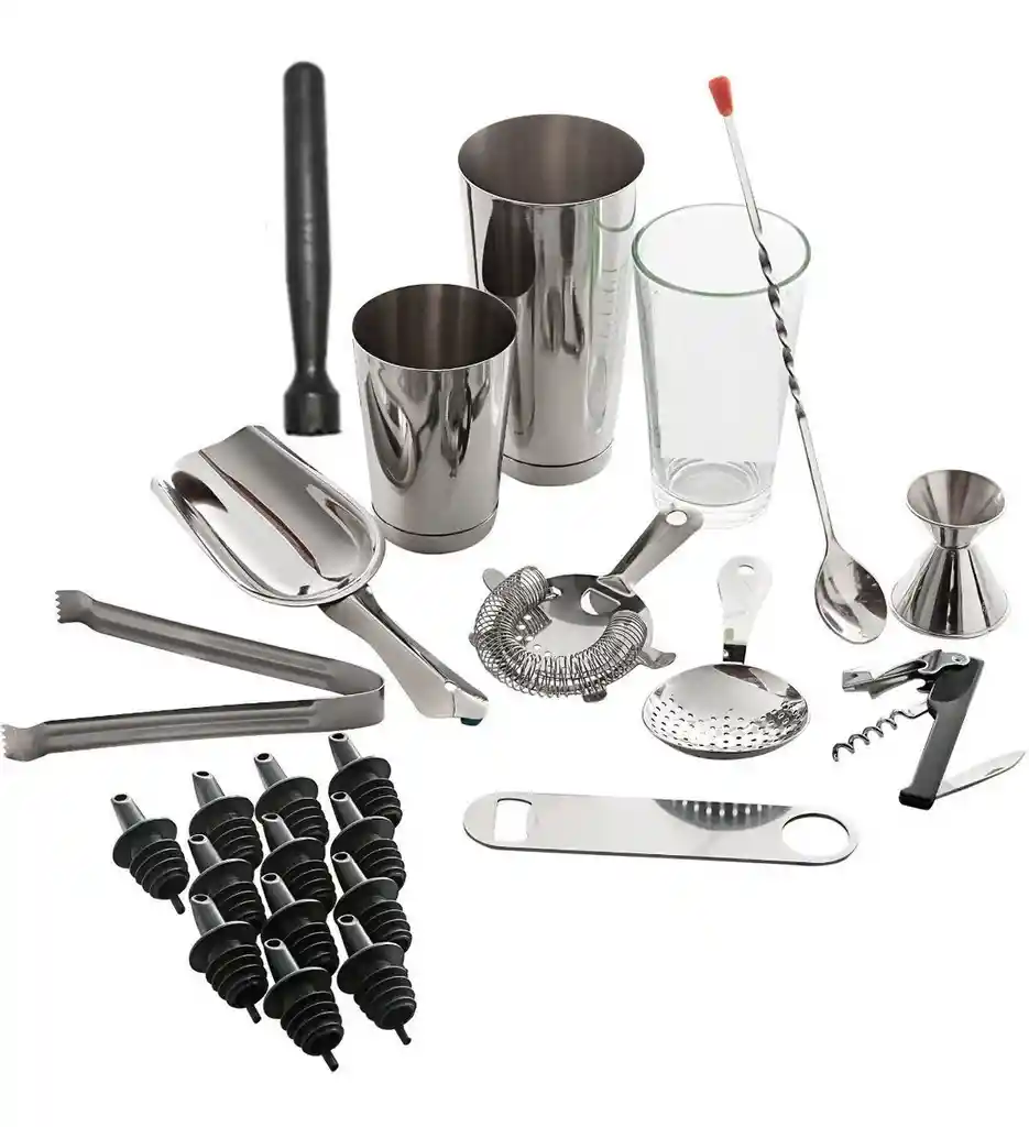 Kit Bartender Profesional Set De 24 Piezas Shaker Boston Bar