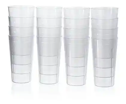 24 Vasos De 12 Oz Plástico Transparente Restaurante Hotel