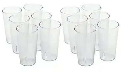 24 Vasos De 12 Oz Plástico Transparente Restaurante Hotel