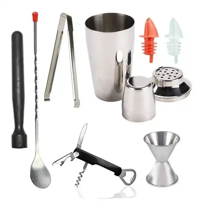 Kit Bartender Profesional Coctelería Europeo 8 Piezas Bar