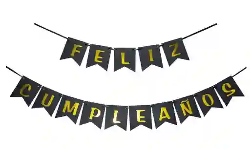 Festón banderines Feliz Cumpleaños Negro