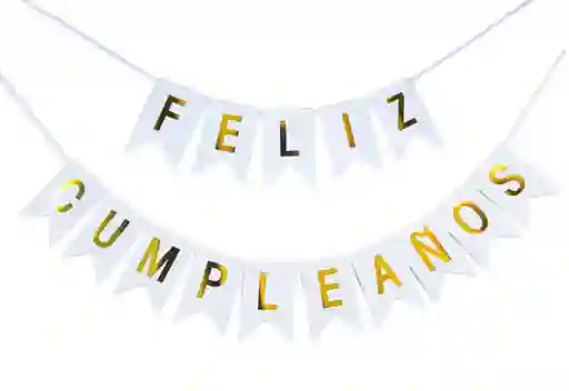 Festón banderines Feliz Cumpleaños Blanco