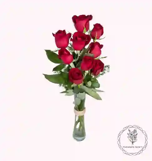 arreglo floral de rosas rosas x9