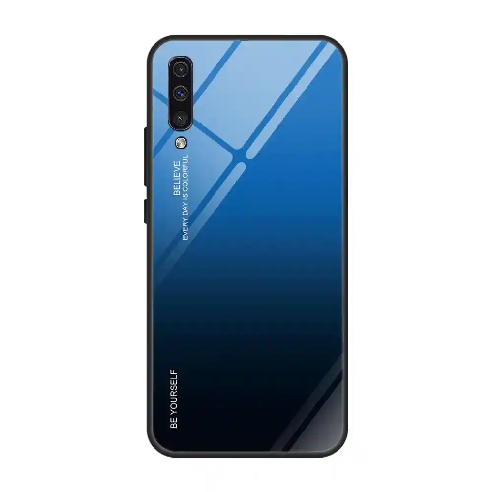 Samsung Estuche Carcasa Protector Vidrio Templado A30S A50 A50S Azul / Negro