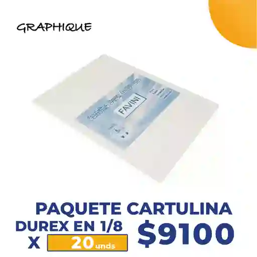 Paquete Cartulina Durex en 1/8 X20 unidades