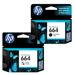 Hp Kit De Cartuchos De Tinta 664 Negro Y Tricolor Original