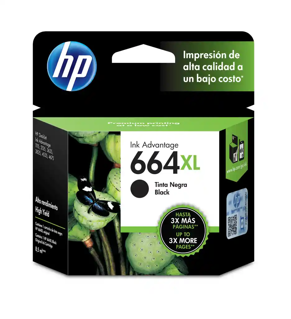 Cartucho De Tinta Hp 664xl Negro Original F6v31al