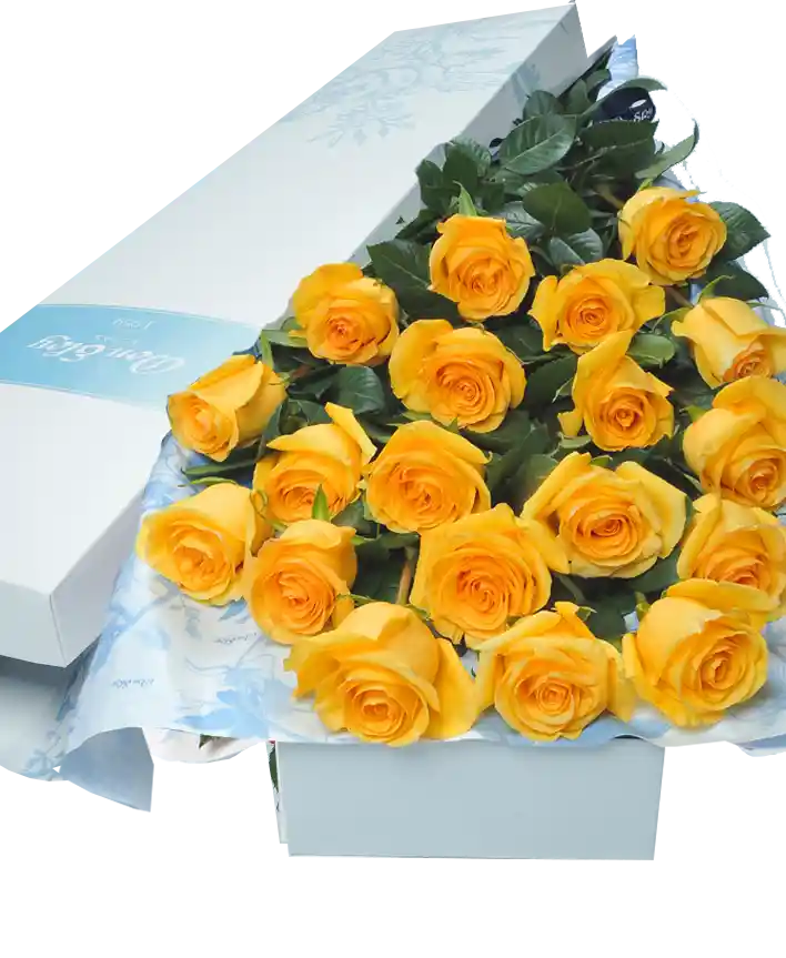 Rosas Amarillas X 18 En Caja Azul Don Eloy