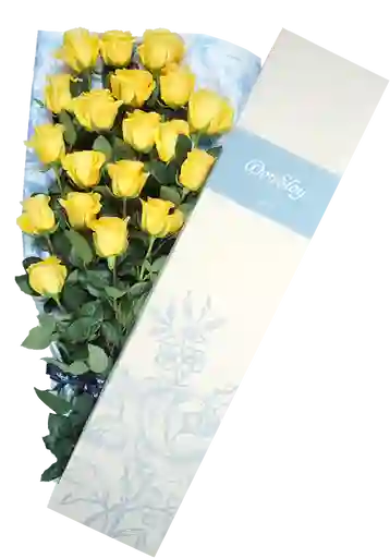 Rosas Amarillas X 18 En Caja Azul Don Eloy