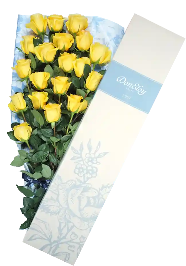 Rosas Amarillas X 18 En Caja Azul Don Eloy