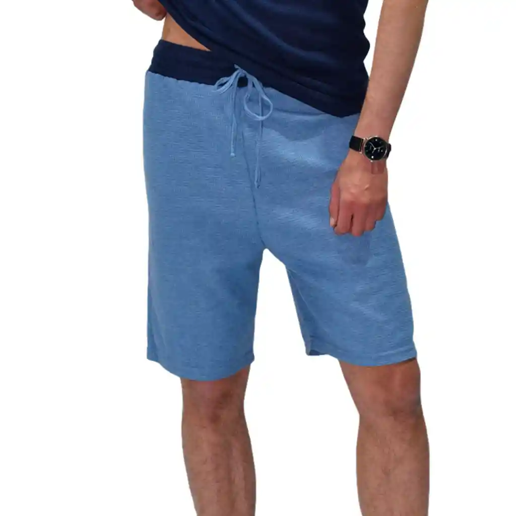 Bermuda Hombre Azul Jaspe Talla M 