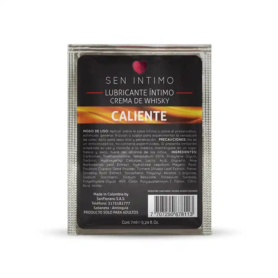 LUB INTIMO CALIENTE X 7 ML SACHET CREMA