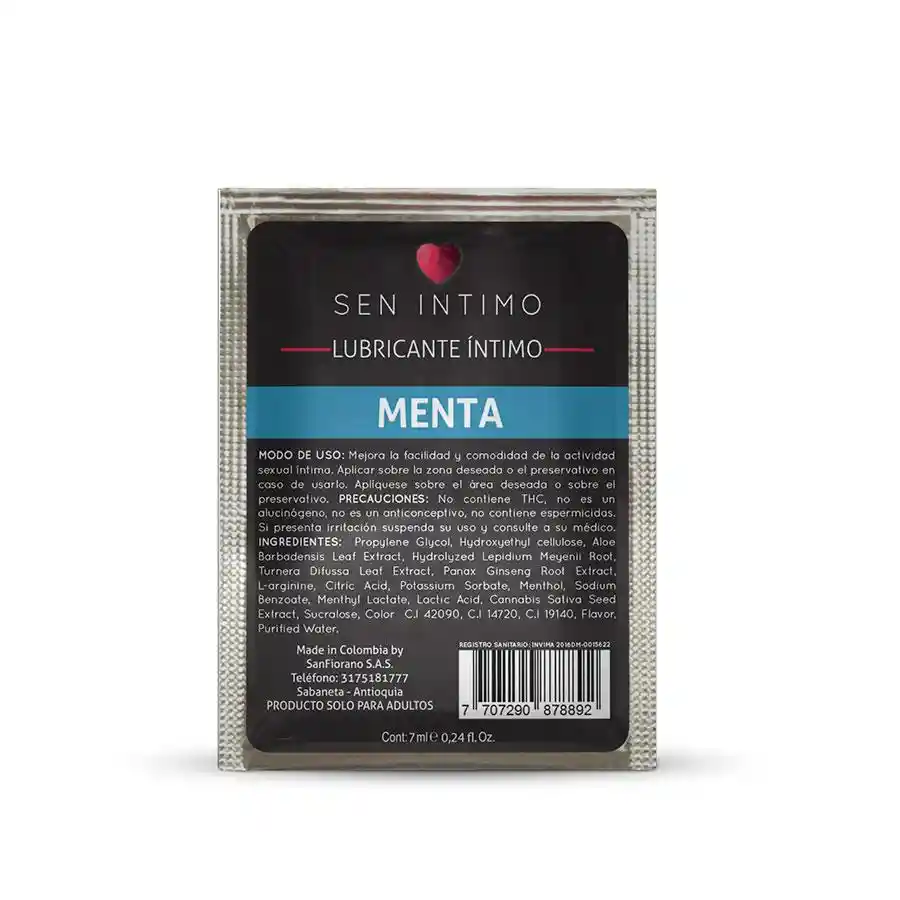 LUB INTIMO MENTA FRIA X 7 ML SACHET SEN