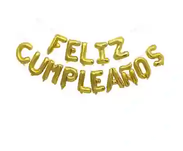 Feliz Cumpleaños Globos Metalizado Dorado