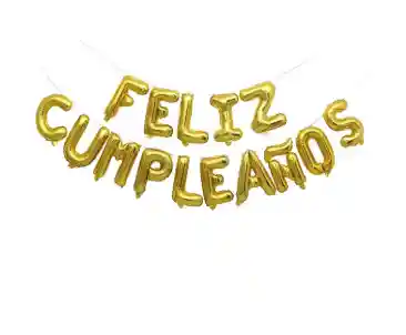 Feliz Cumpleaños Globos Metalizado Dorado