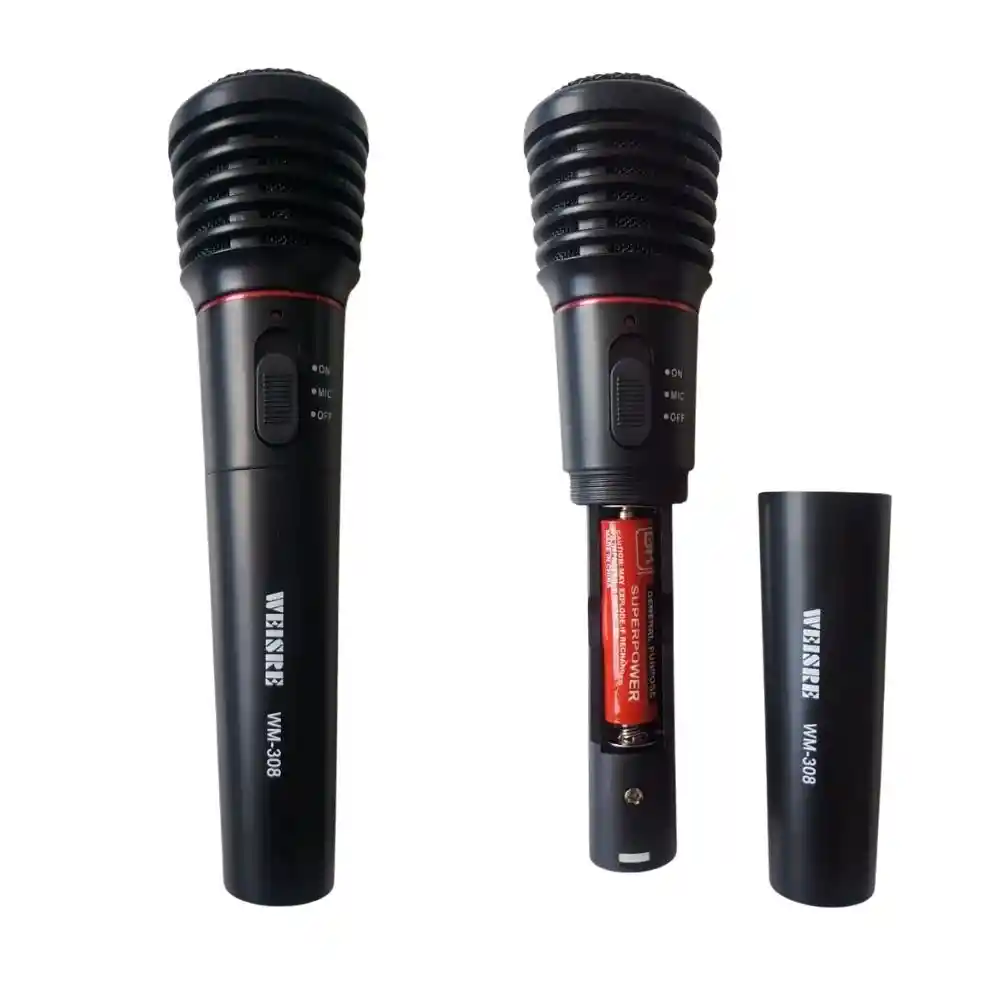 Microfono Profesional Inalambrico O Cableado Karaoke Weisre Wm-308 (5405)