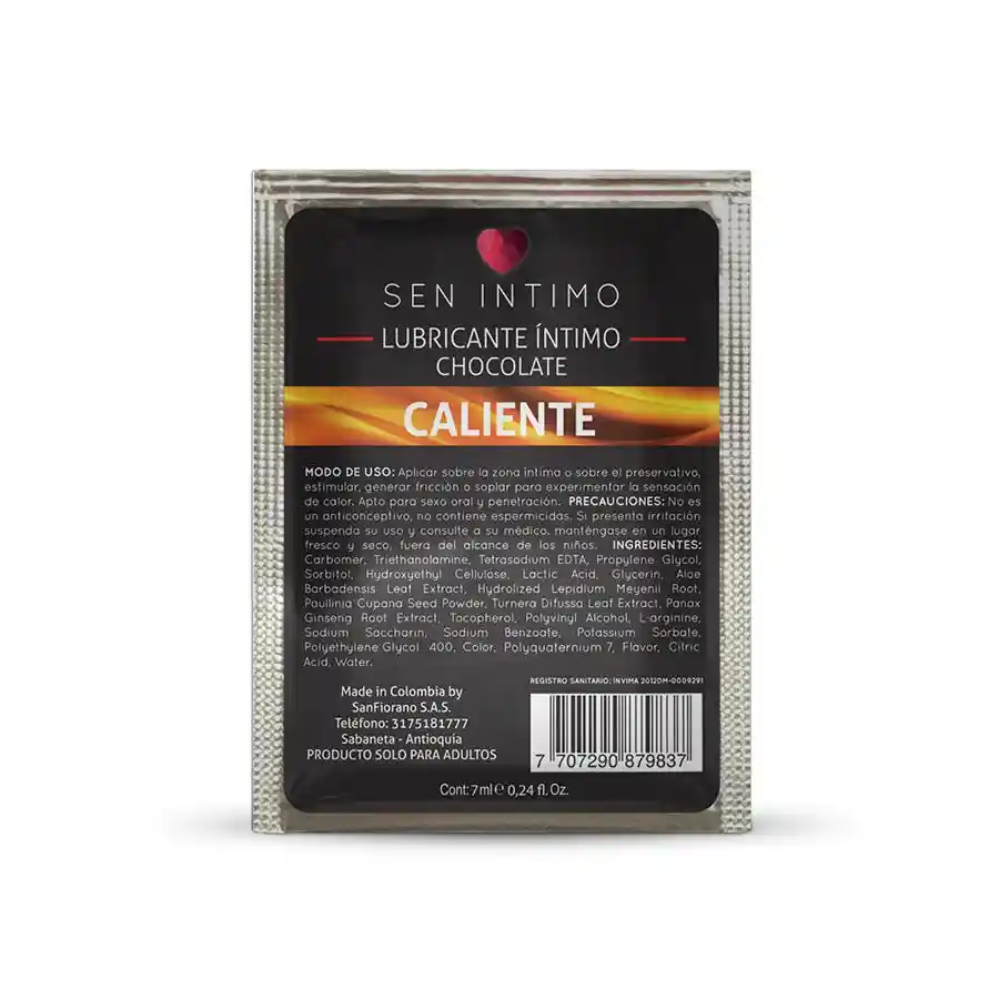 LUB INTIMO CALIENTE X 7 ML SACHET CHOCOL