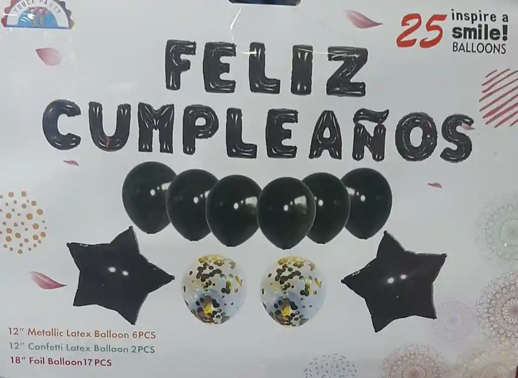 Globos De Feliz Cumpleaños Negros