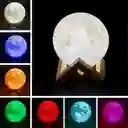 Lámpara con Forma de Luna con Base de Madera cambia a 7 Colores Diferentes