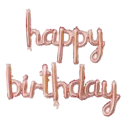 Happy birthday cursive letters balloons Oro rosa