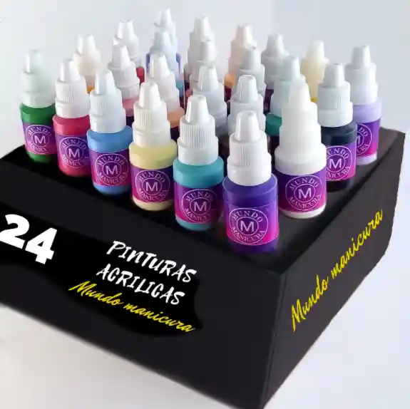 kit de 24 pinturas acrilicas para nail art