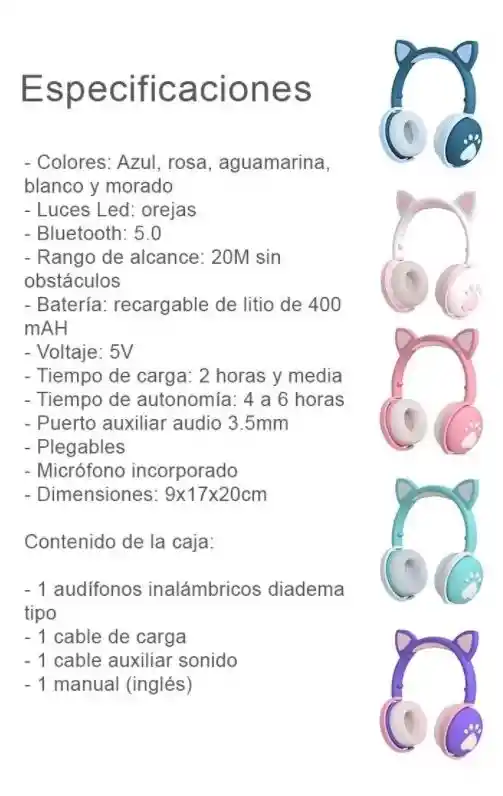 Diadema Bluetooth Para Pc Niños Con Micrófono Luz Bluetooth