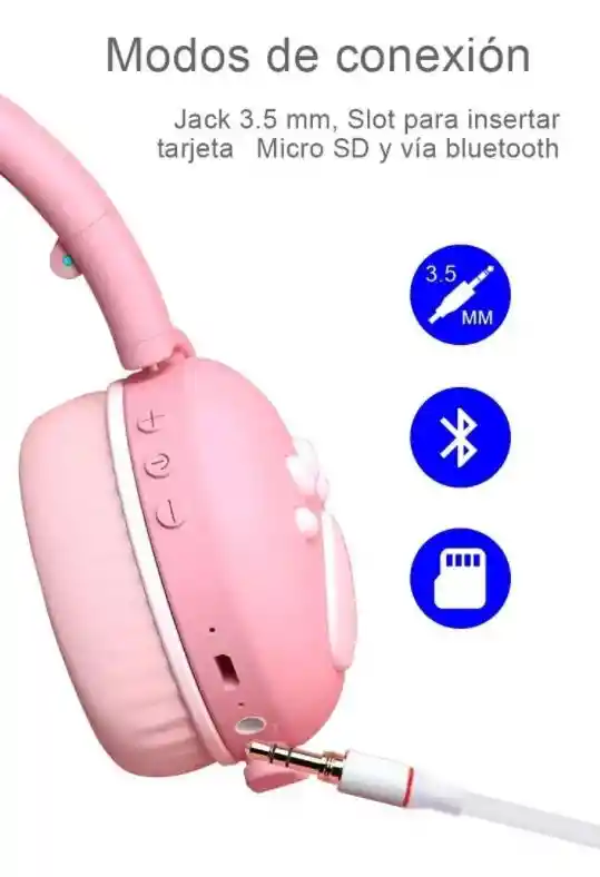 Diadema Bluetooth Para Pc Niños Con Micrófono Luz Bluetooth