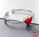 Anillo Compromiso Ajustable Mujer Corazón Rojo En Plata 925 