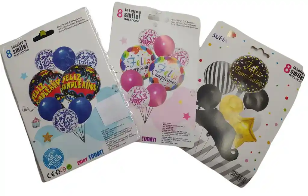  Globos Bouquet "Feliz Cumpleanos" X8 Pcs  