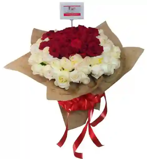 Bouquet De 80 Rosas Blancas Y Rojas