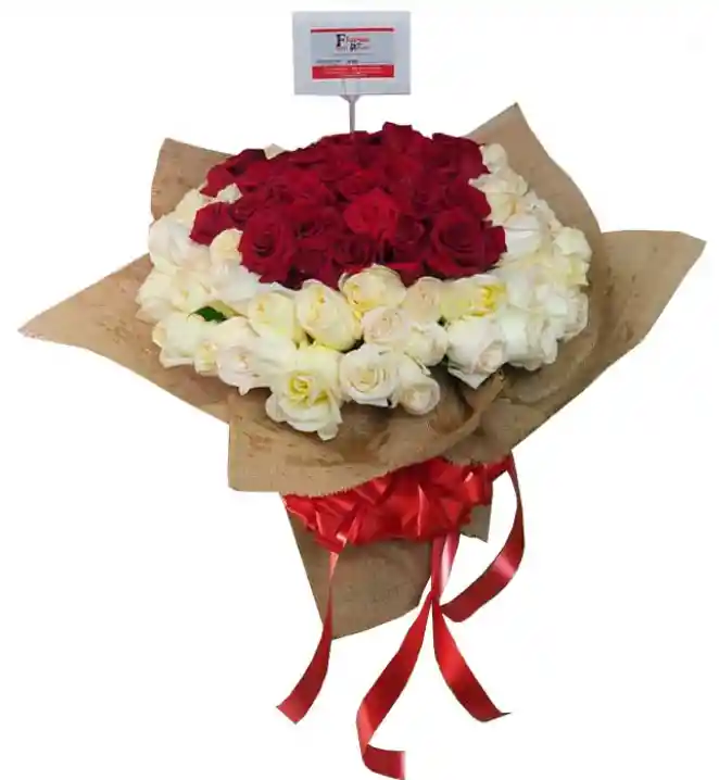 Bouquet De 80 Rosas Blancas Y Rojas