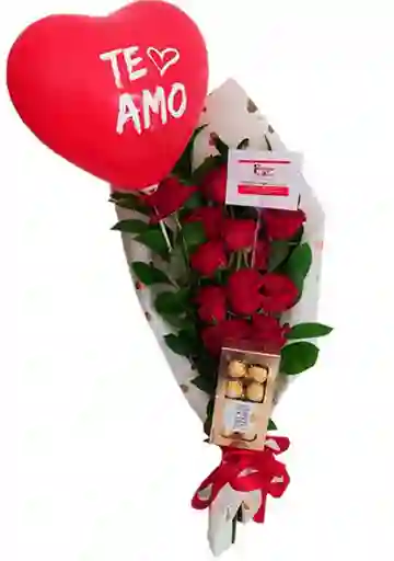 Bouquet Rosas Y Globos