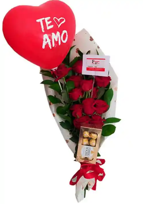 Bouquet Rosas Y Globos