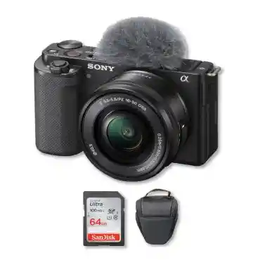 Sony ZV-E10 4K Lente 16-50mm f/3.5-5.6 + Memoria 64Gb de 100Mb/s + Bolso